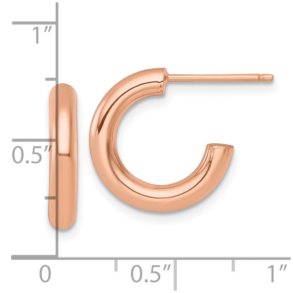 14k Rose Gold 3.0 x 16mm Polished Post Hoop Earrings