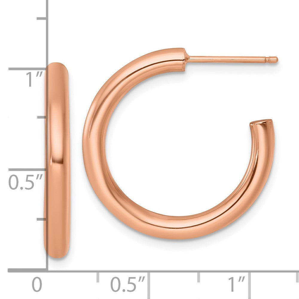 14k Rose Gold 3.0 x 25mm Polished Post Hoop Earrings
