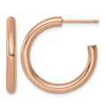 14k Rose Gold 3.0 x 25mm Polished Post Hoop Earrings