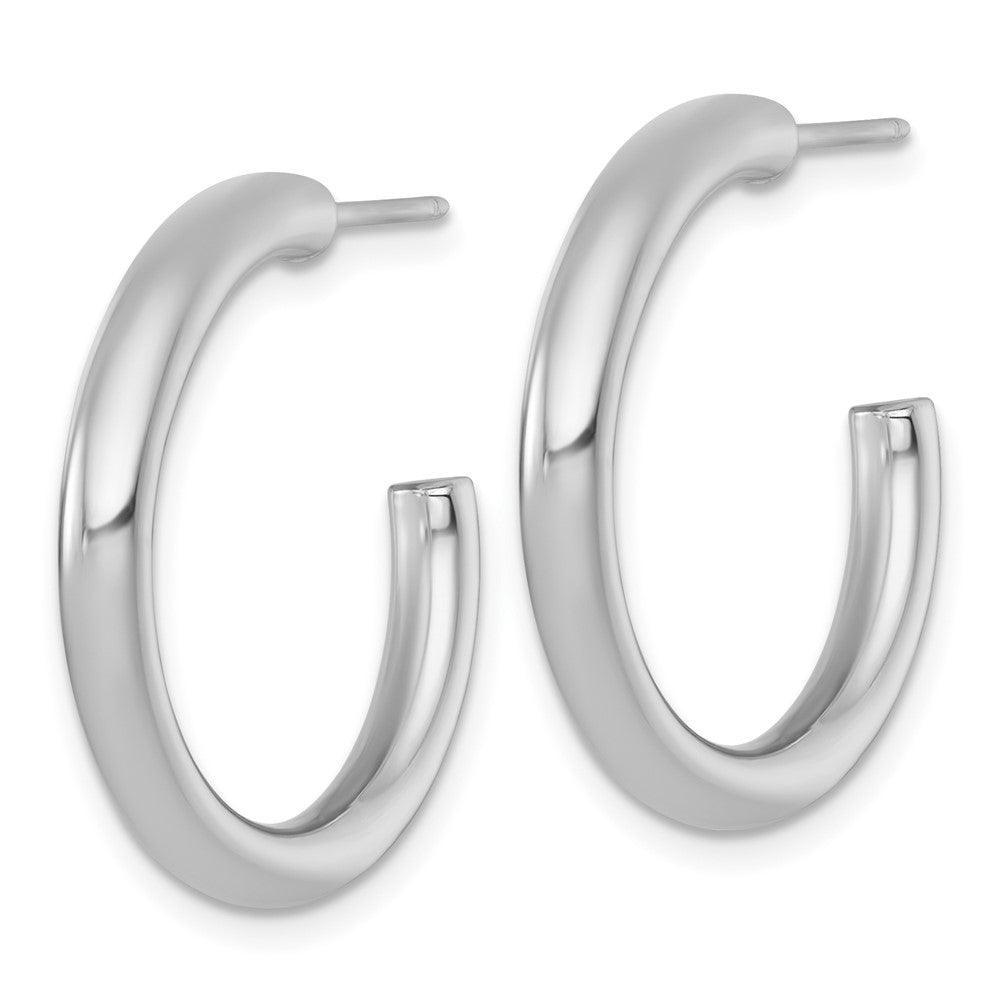 14k White Gold 3.0 x 25mm Polished Post Hoop Earrings