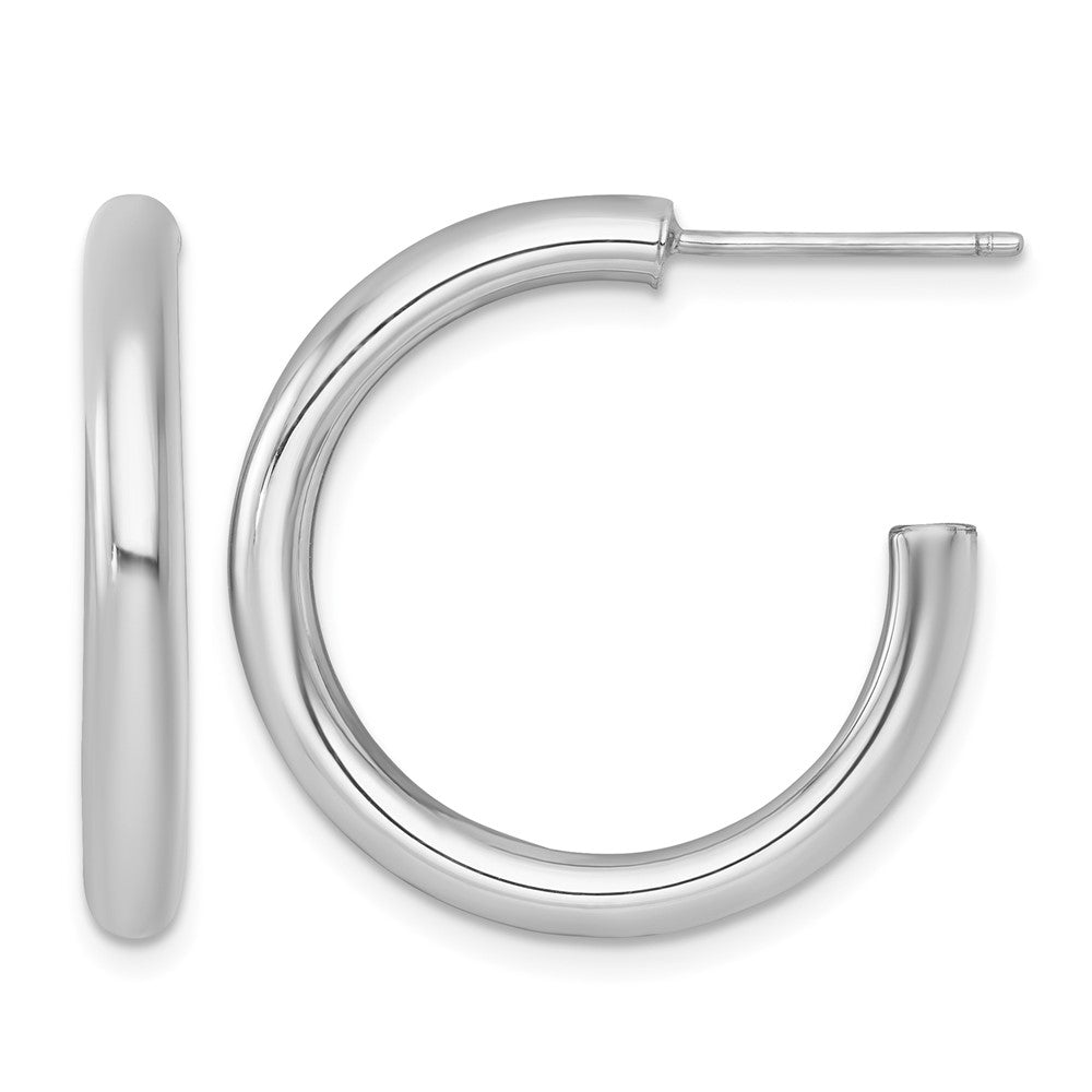 14k White Gold 3.0 x 25mm Polished Post Hoop Earrings
