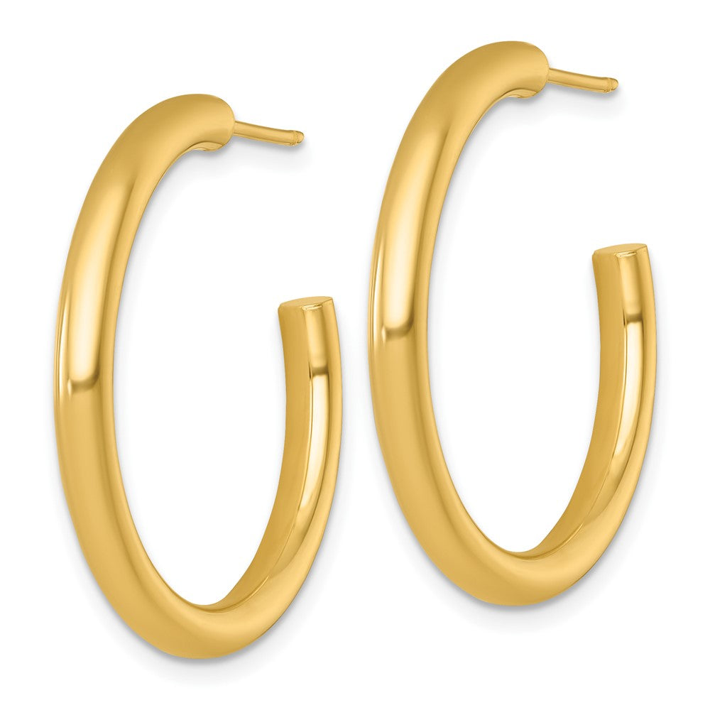 14k 3.0 x 30mm Polished Post Hoop Earrings