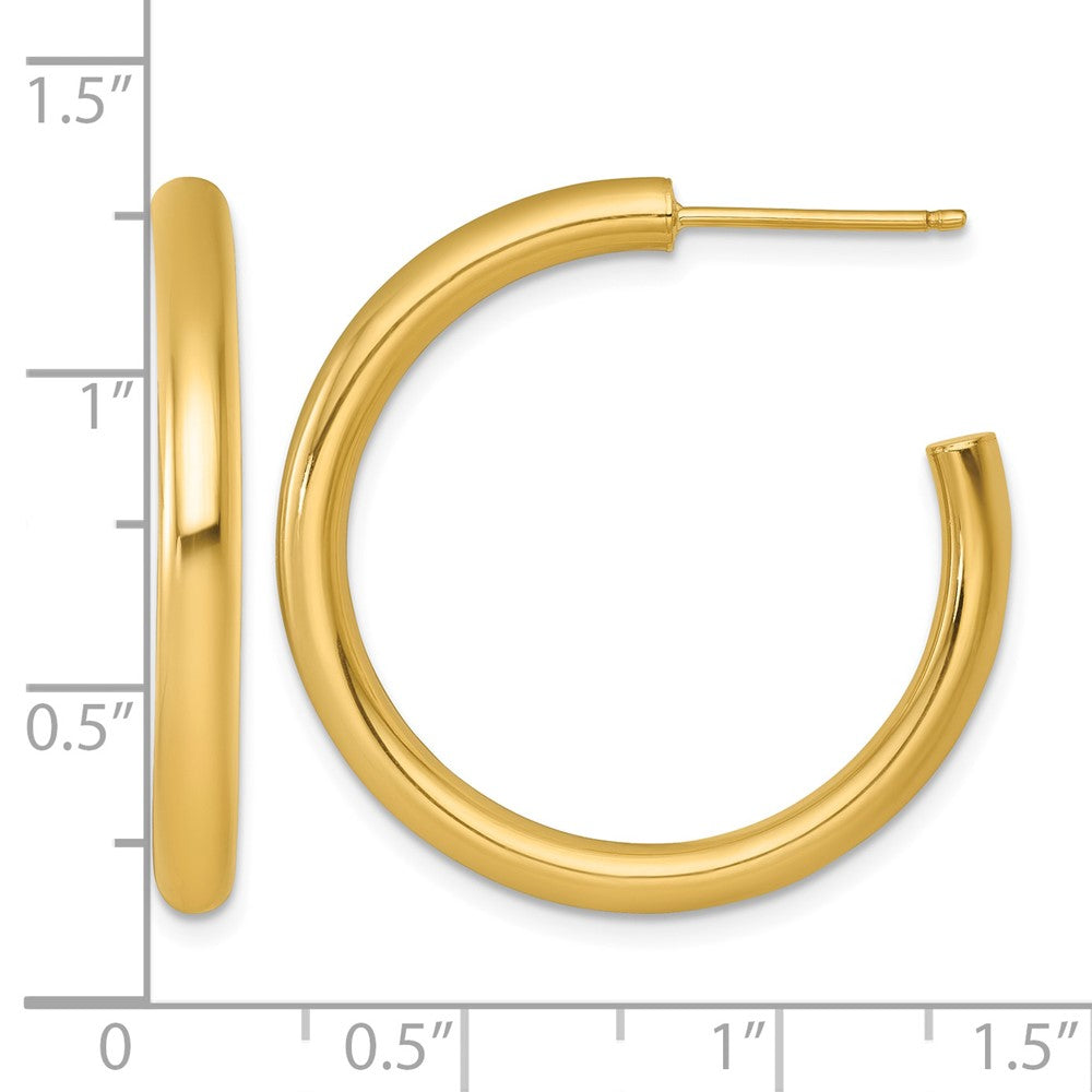 14k 3.0 x 30mm Polished Post Hoop Earrings