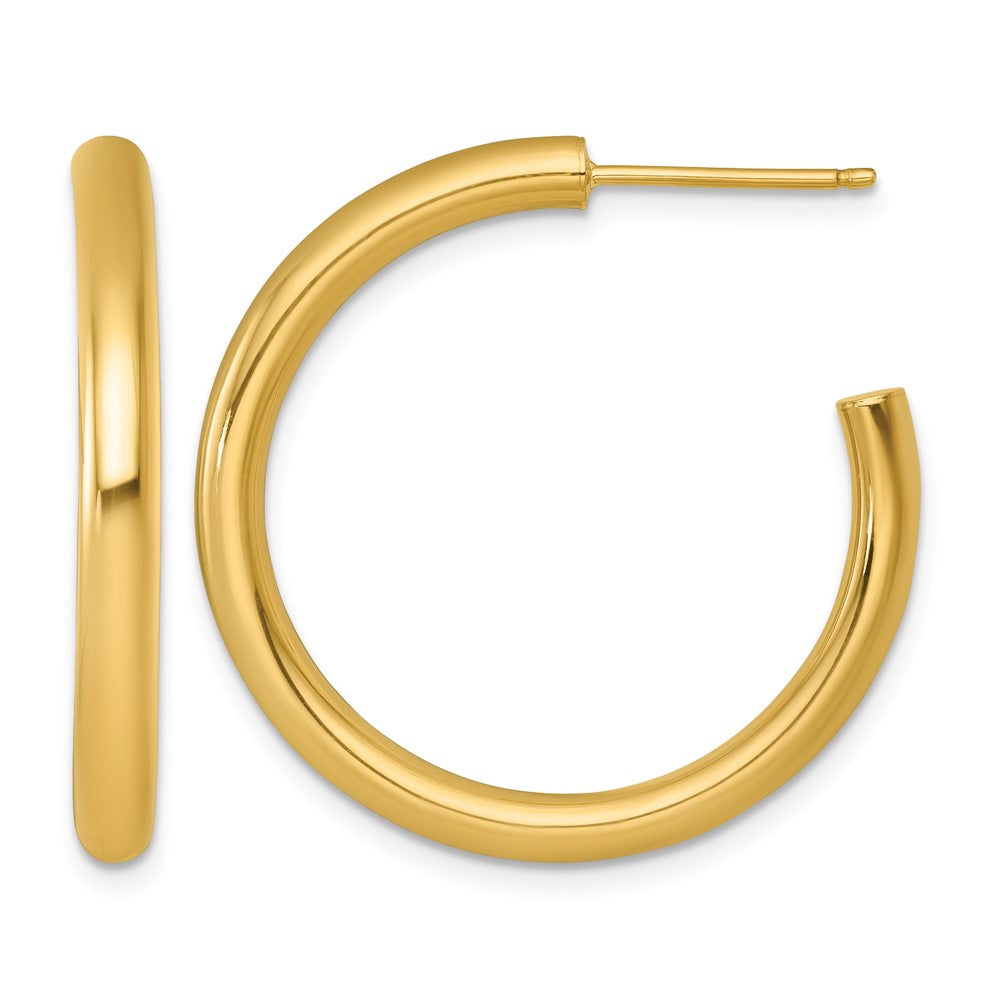 14k 3.0 x 30mm Polished Post Hoop Earrings