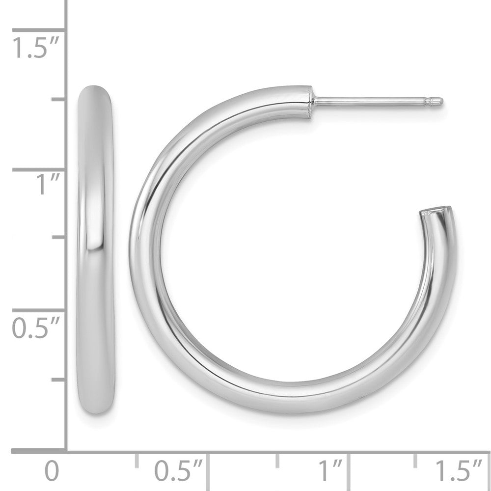 14k White Gold 3.0 x 30mm Polished Post Hoop Earrings