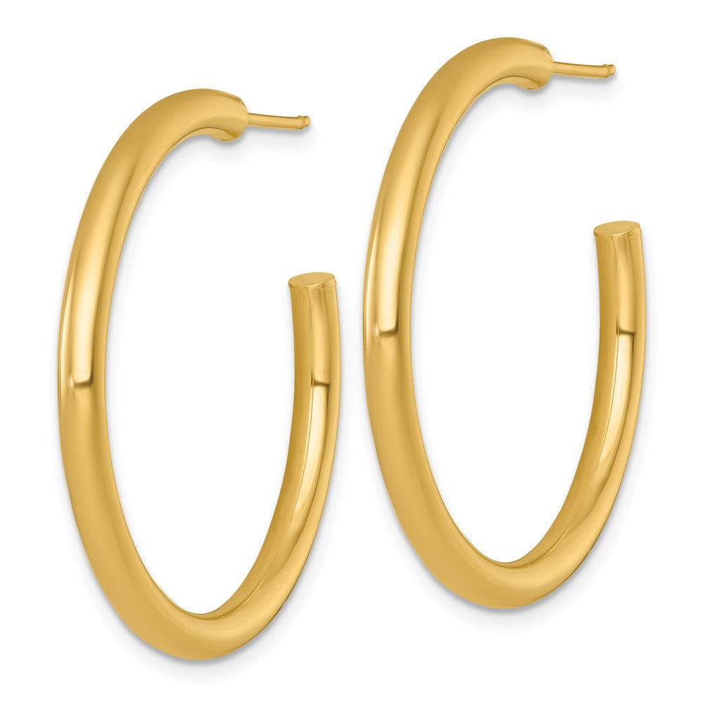 14k 3.0 x 35mm Polished Post Hoop Earrings