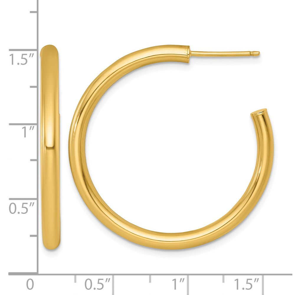 14k 3.0 x 35mm Polished Post Hoop Earrings