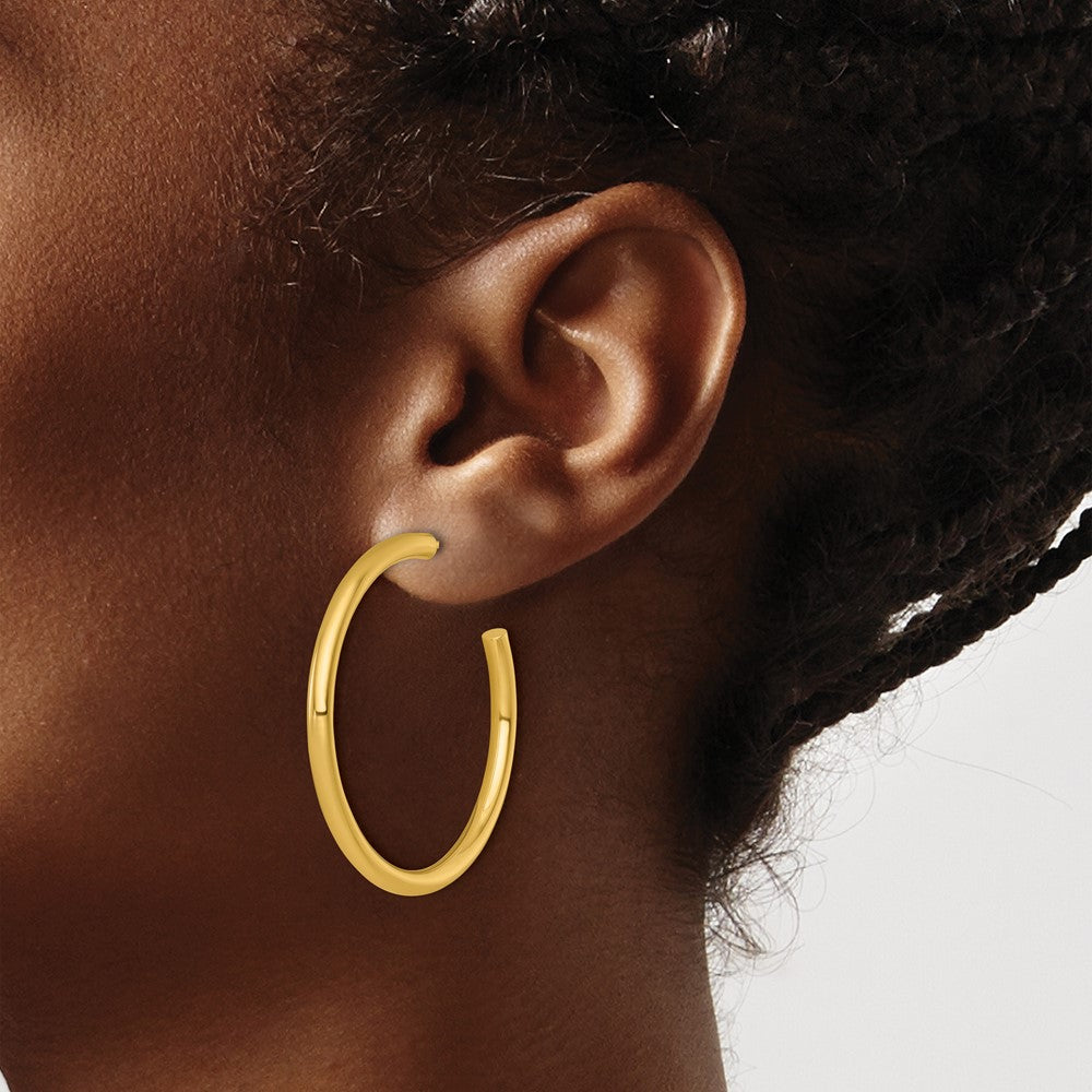 14k 3.0 x 40mm Polished Post Hoop Earrings