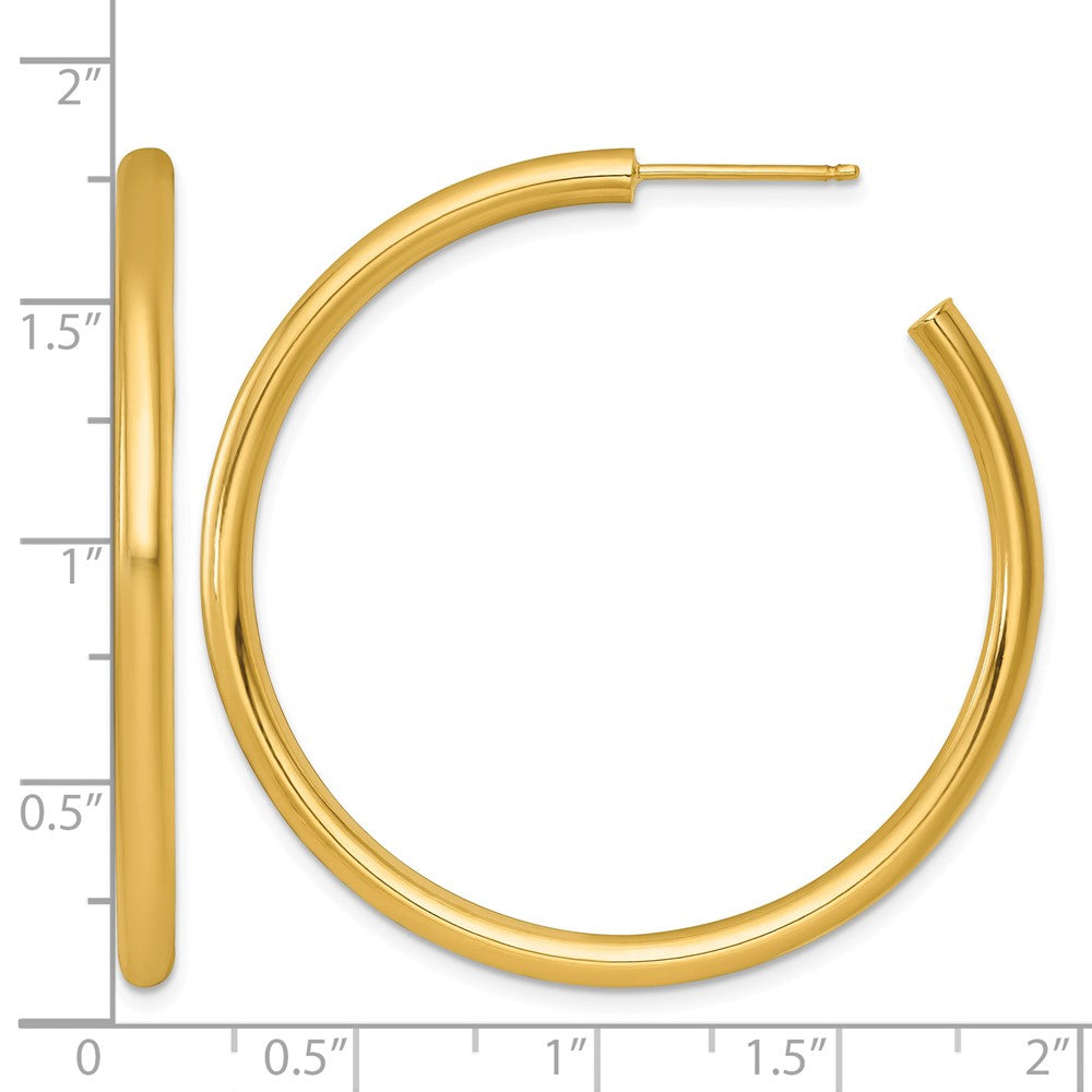 14k 3.0 x 45mm Polished Post Hoop Earrings