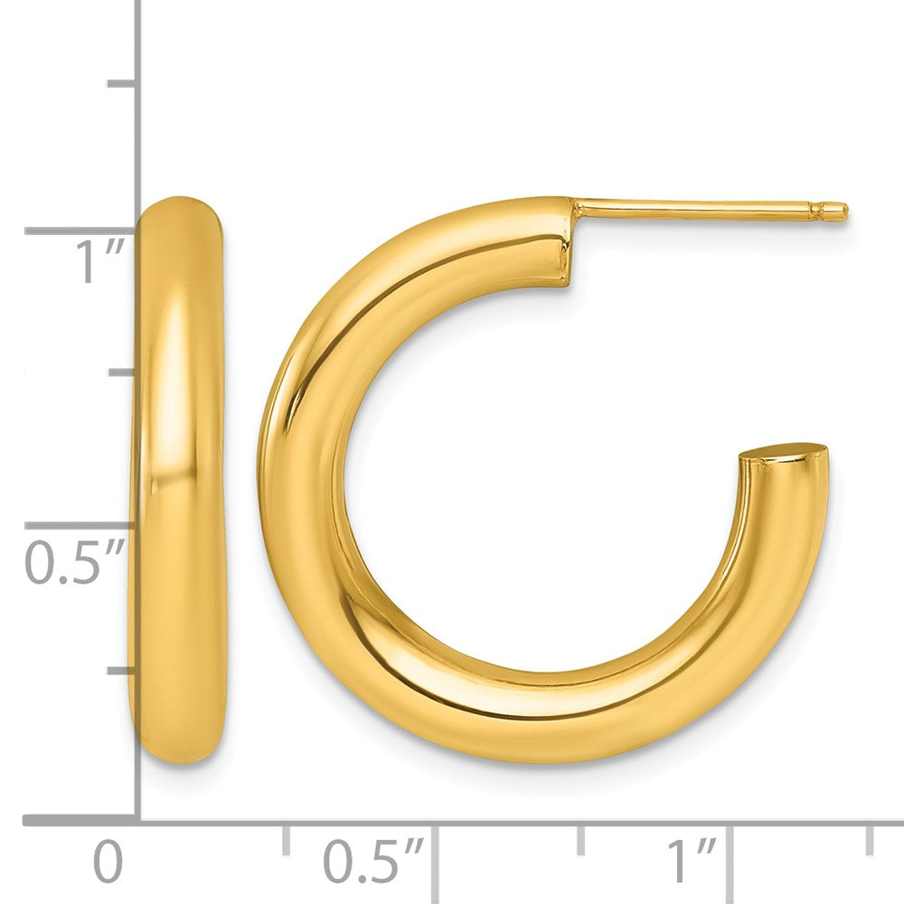 14K 4.0 x 25mm Polished Post Hoop Earrings