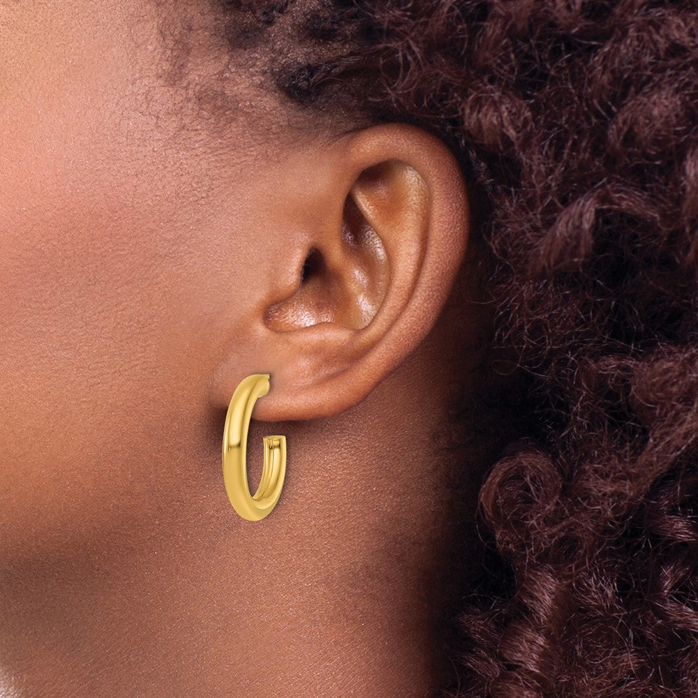 14K 4.0 x 25mm Polished Post Hoop Earrings