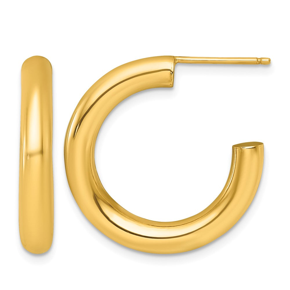 14K 4.0 x 25mm Polished Post Hoop Earrings
