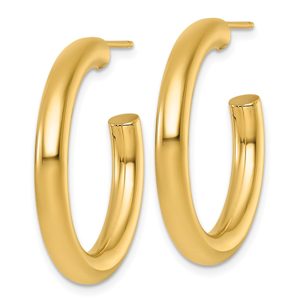 14K 4.0 x 30mm Polished Post Hoop Earrings