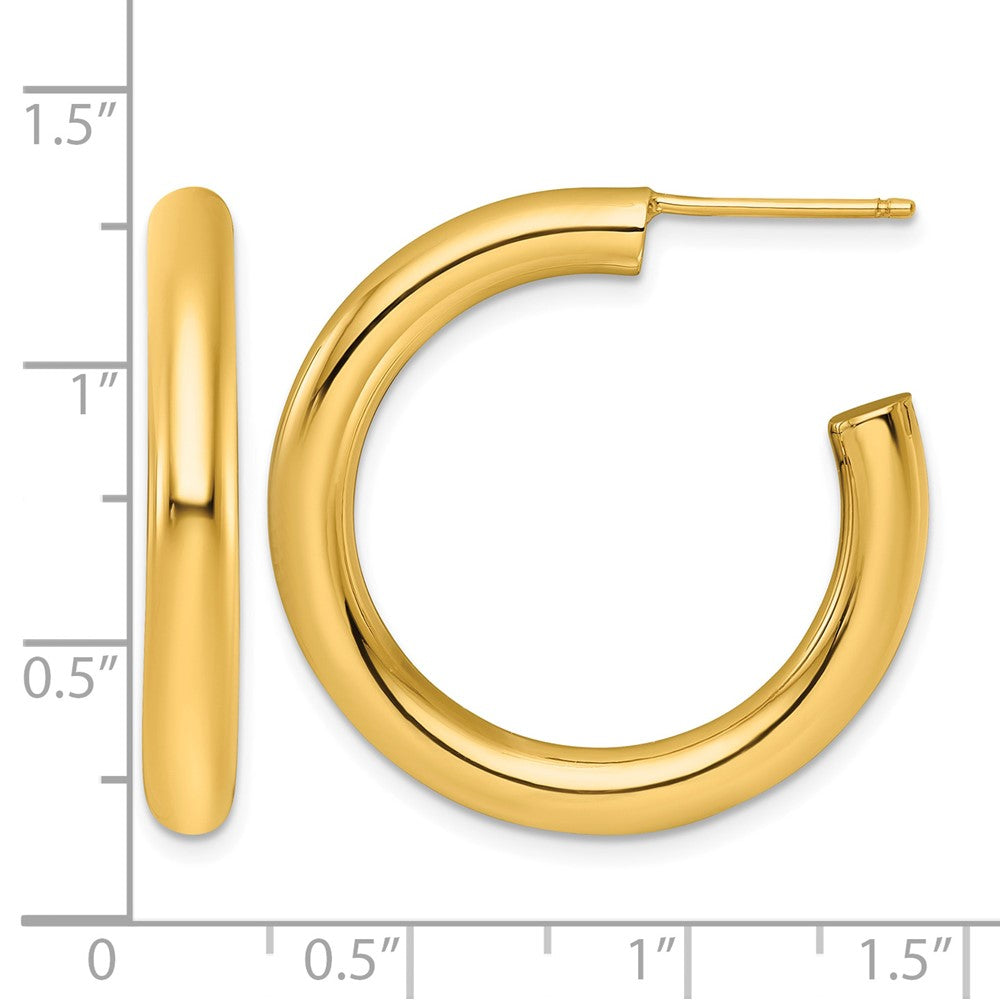14K 4.0 x 30mm Polished Post Hoop Earrings