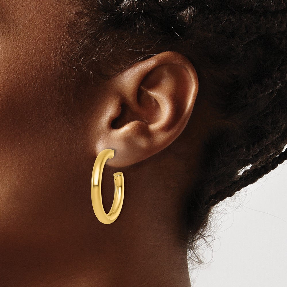 14K 4.0 x 30mm Polished Post Hoop Earrings
