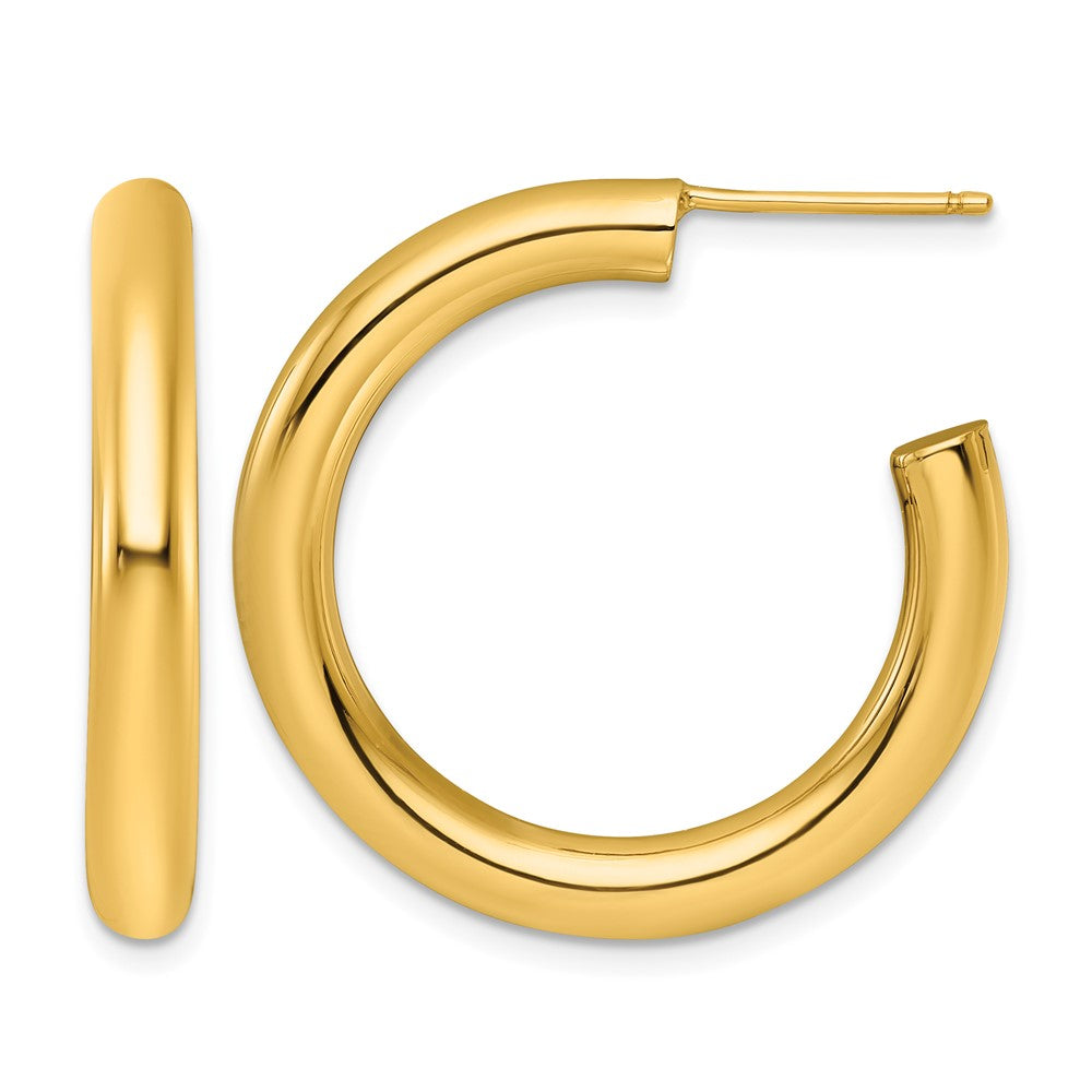 14K 4.0 x 30mm Polished Post Hoop Earrings