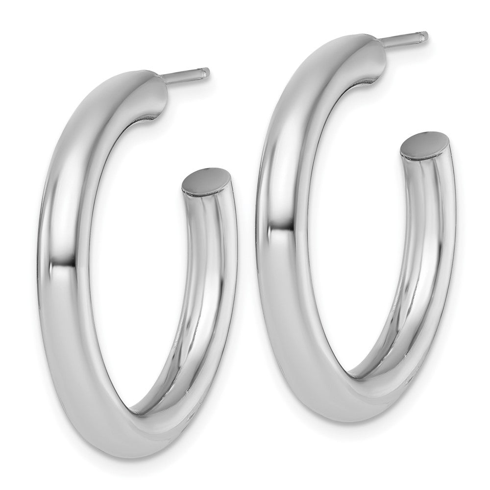 14K White Gold 4.0 x 30mm Polished Post Hoop Earrings