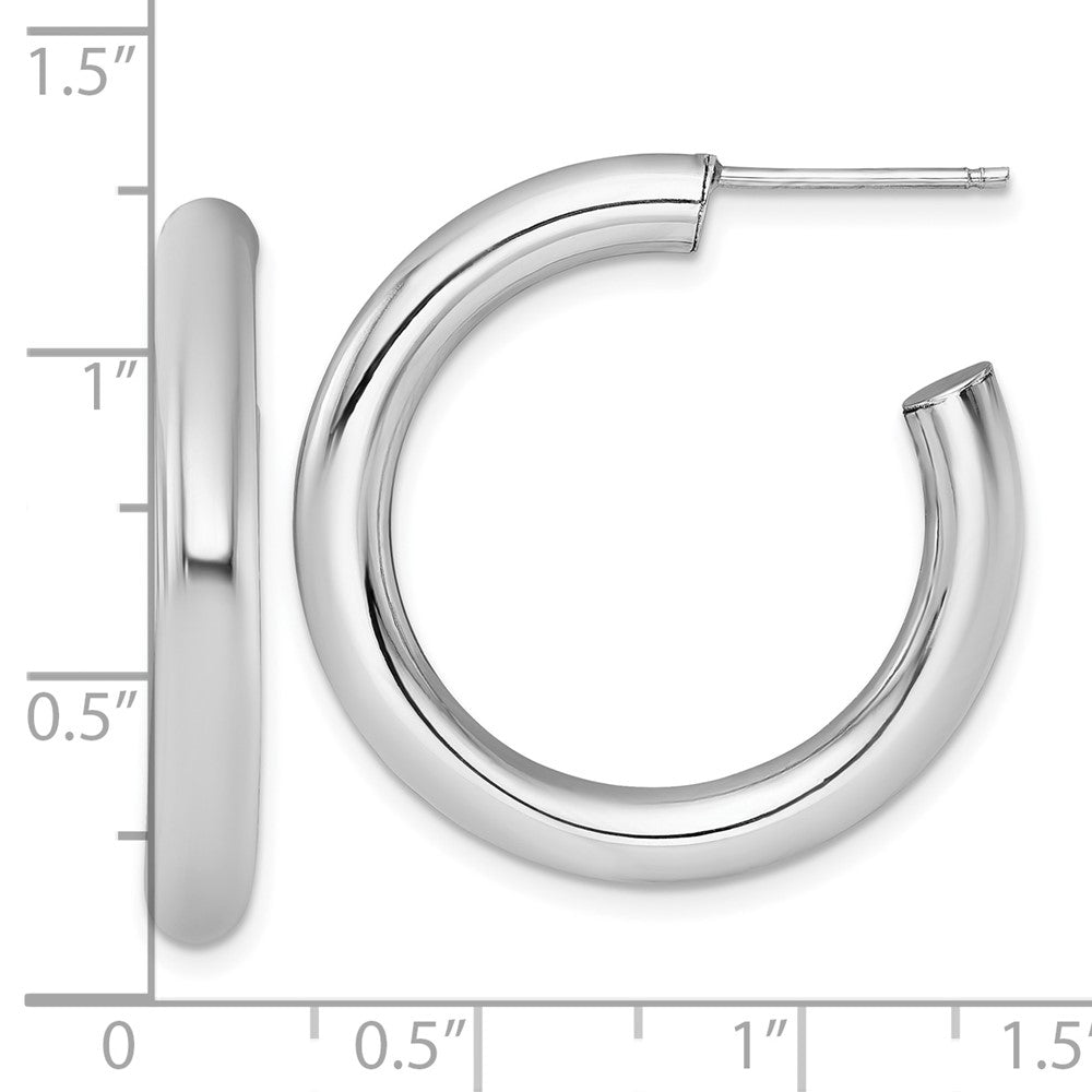 14K White Gold 4.0 x 30mm Polished Post Hoop Earrings