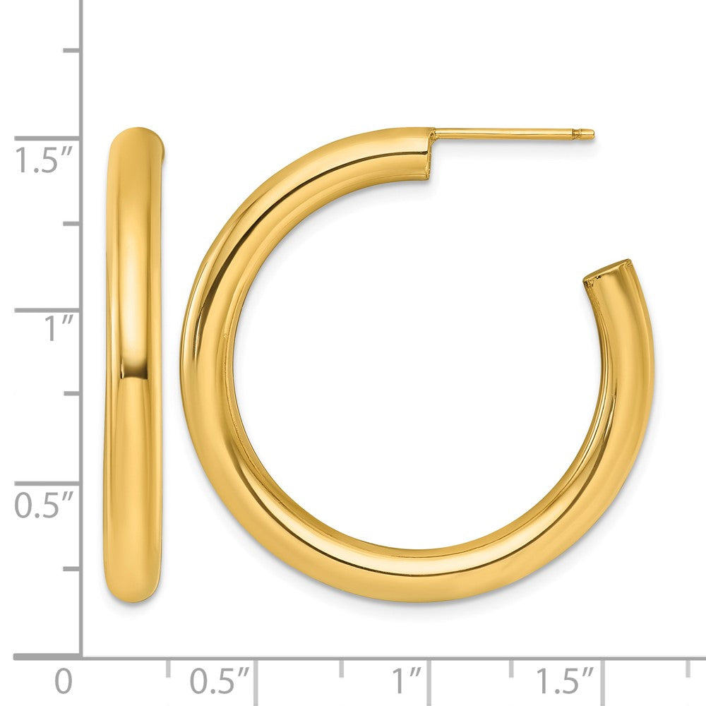 14K 4.0 x 35mm Polished Post Hoop Earrings