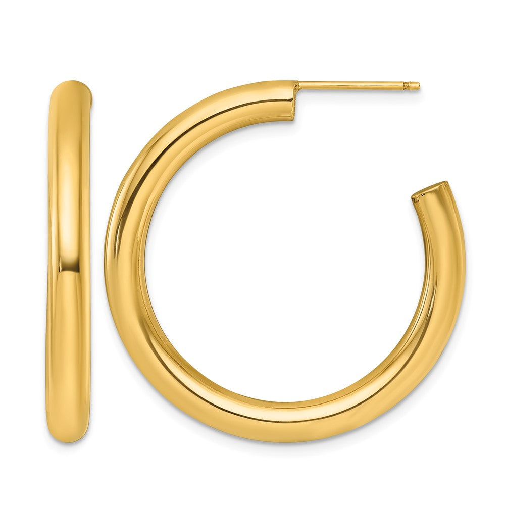 14K 4.0 x 35mm Polished Post Hoop Earrings