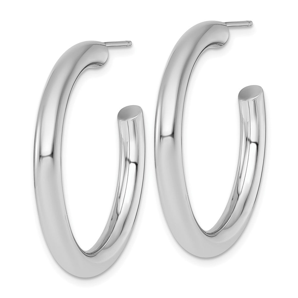 14K White Gold 4.0 x 35mm Polished Post Hoop Earrings