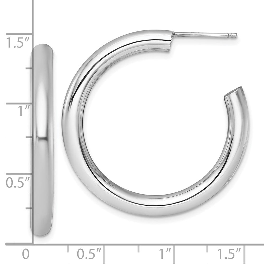 14K White Gold 4.0 x 35mm Polished Post Hoop Earrings
