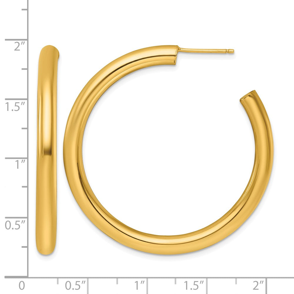 14K 4.0 x 45mm Polished Post Hoop Earrings