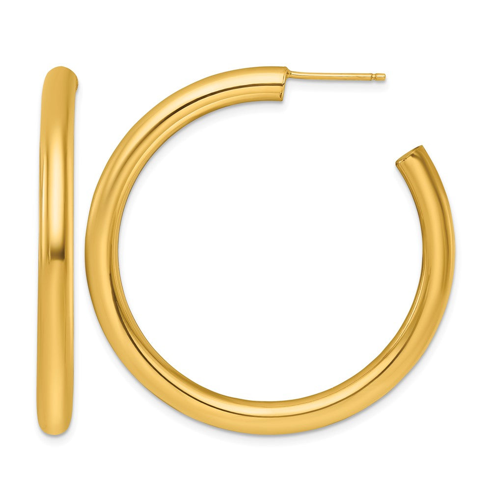 14K 4.0 x 45mm Polished Post Hoop Earrings