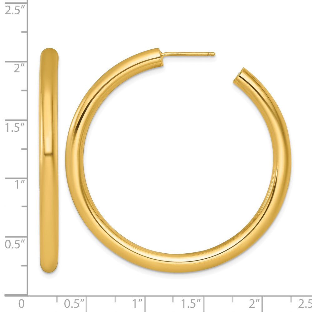 14k 4.0 x 50mm Polished Post Hoop Earrings