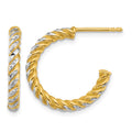 14k w/ White Rhodium Polished D/C Twisted 2.75mm Post Hoop Earrings