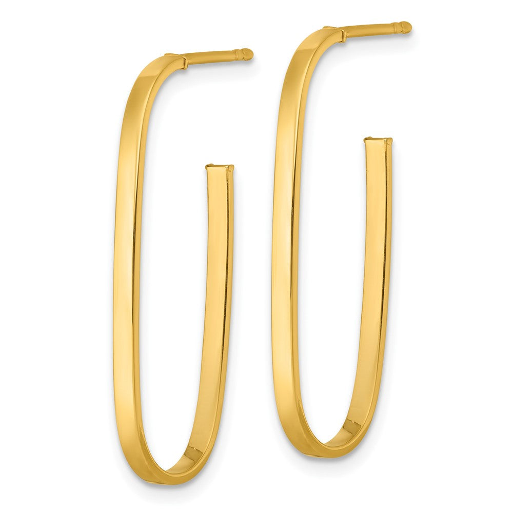 14k Polished Long 2mm Post Hoop Earrings