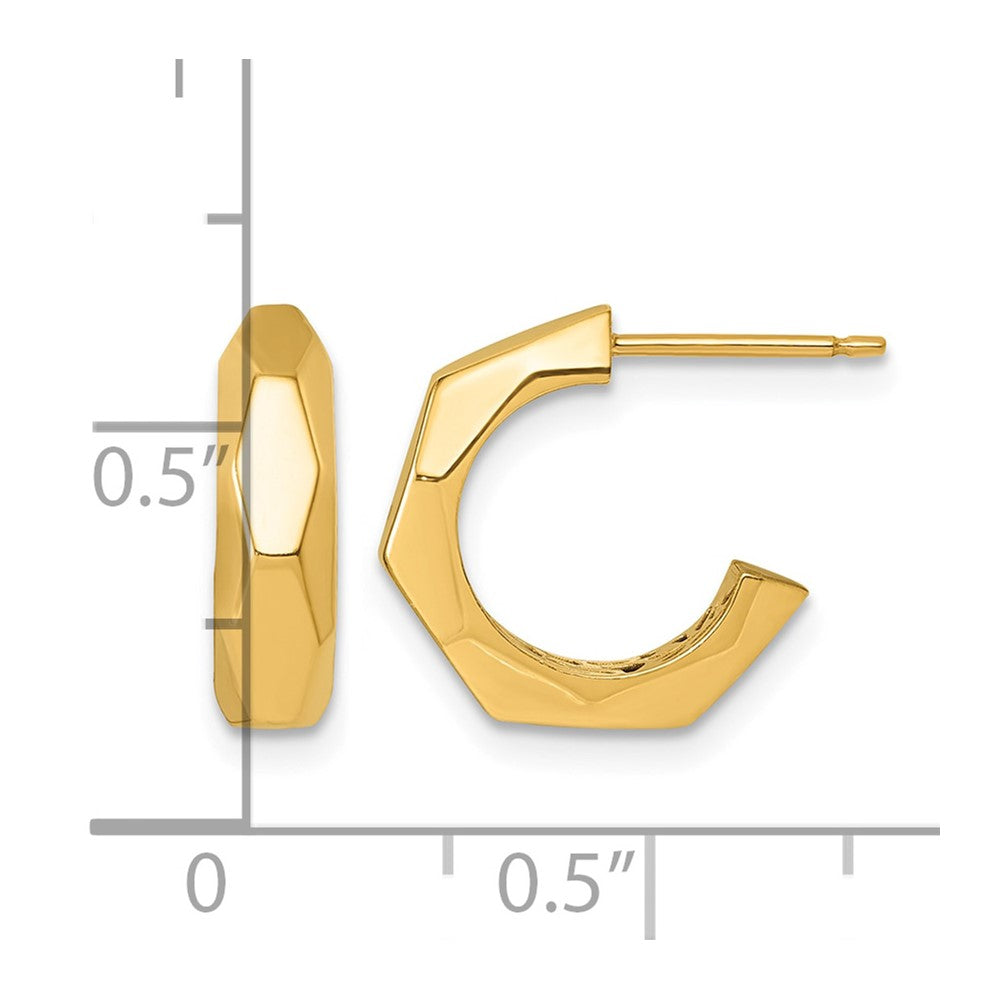 14K Polished Geometric C-Hoop Post Earrings