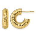14k Polished 5mm Textured Tube Post Hoop Earrings