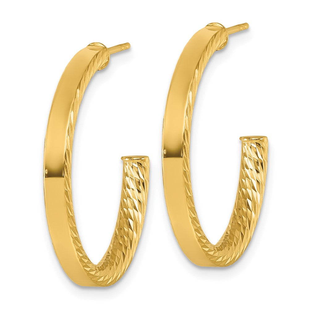 14k Polished and D/C Tube Post Hoop Earrings