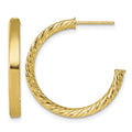 14k Polished and D/C Tube Post Hoop Earrings