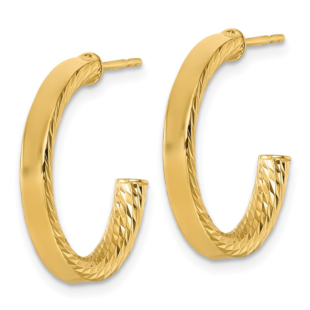 14k Polished and D/C Tube Post Hoop Earrings