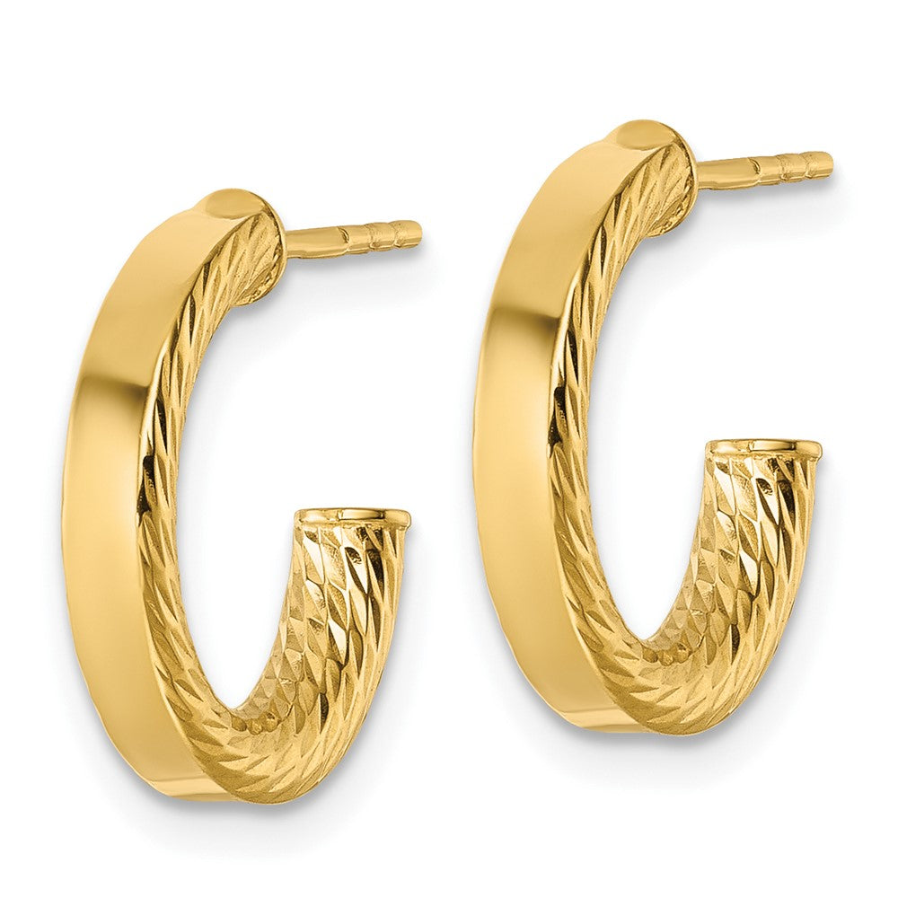 14k Polished and D/C Tube Post Hoop Earrings
