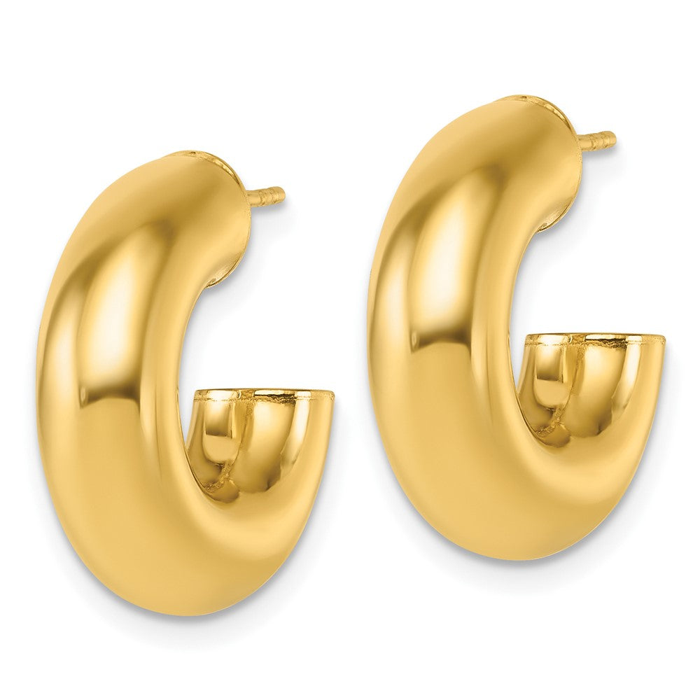 14k Polished 6mm Tube Post Hoop Earrings