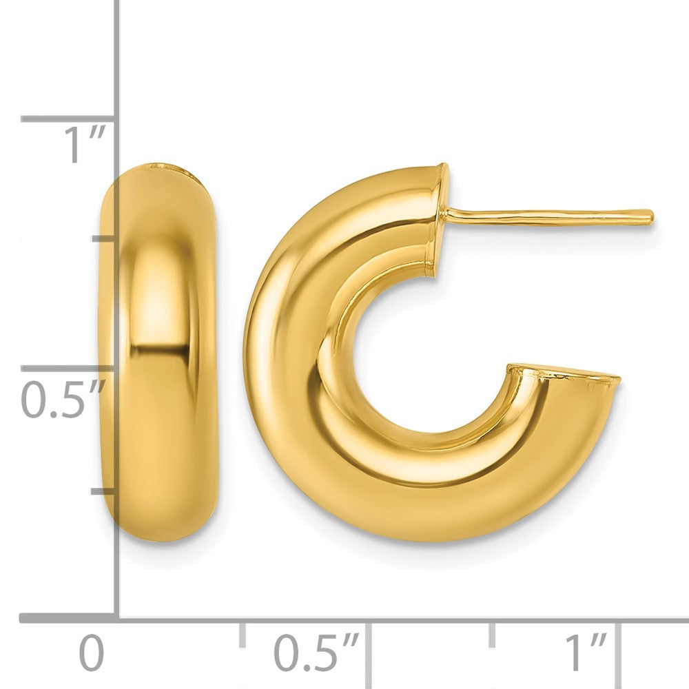 14k Polished 6mm Tube Post Hoop Earrings