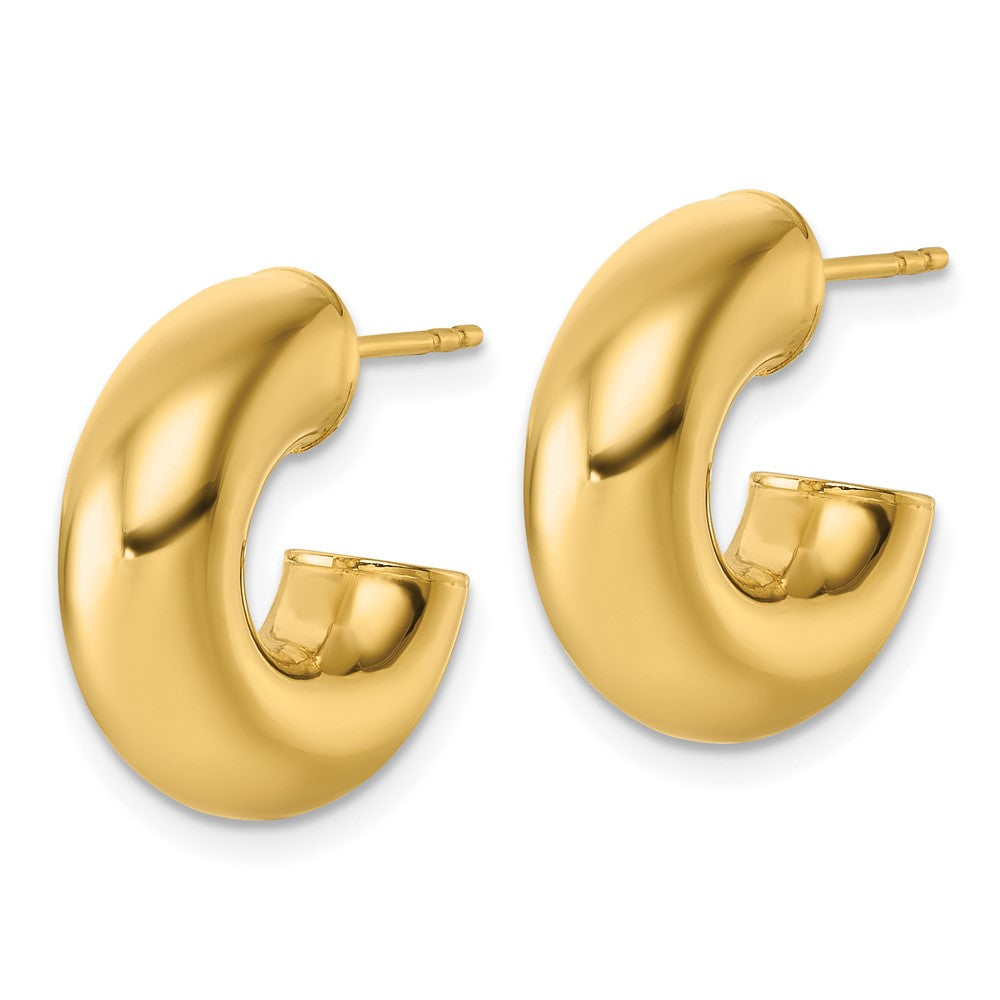 14k Polished 6mm Tube Post Hoop Earrings