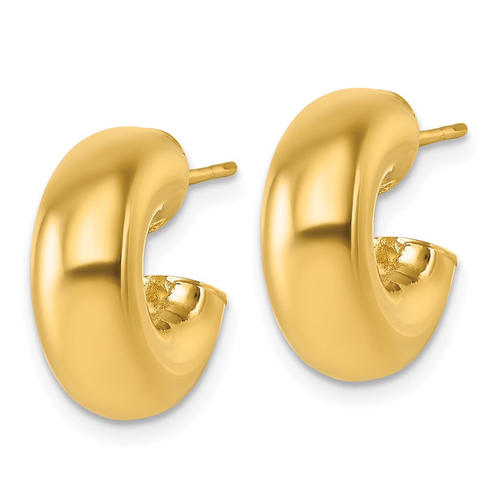 14k Polished 6mm Tube Post Hoop Earrings