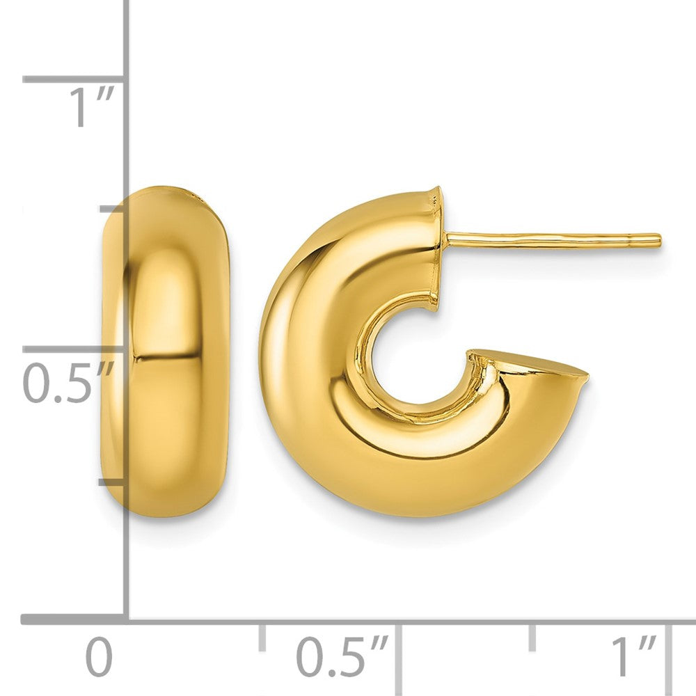 14k Polished 6mm Tube Post Hoop Earrings