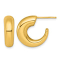 14k Polished Post Hoop Earrings