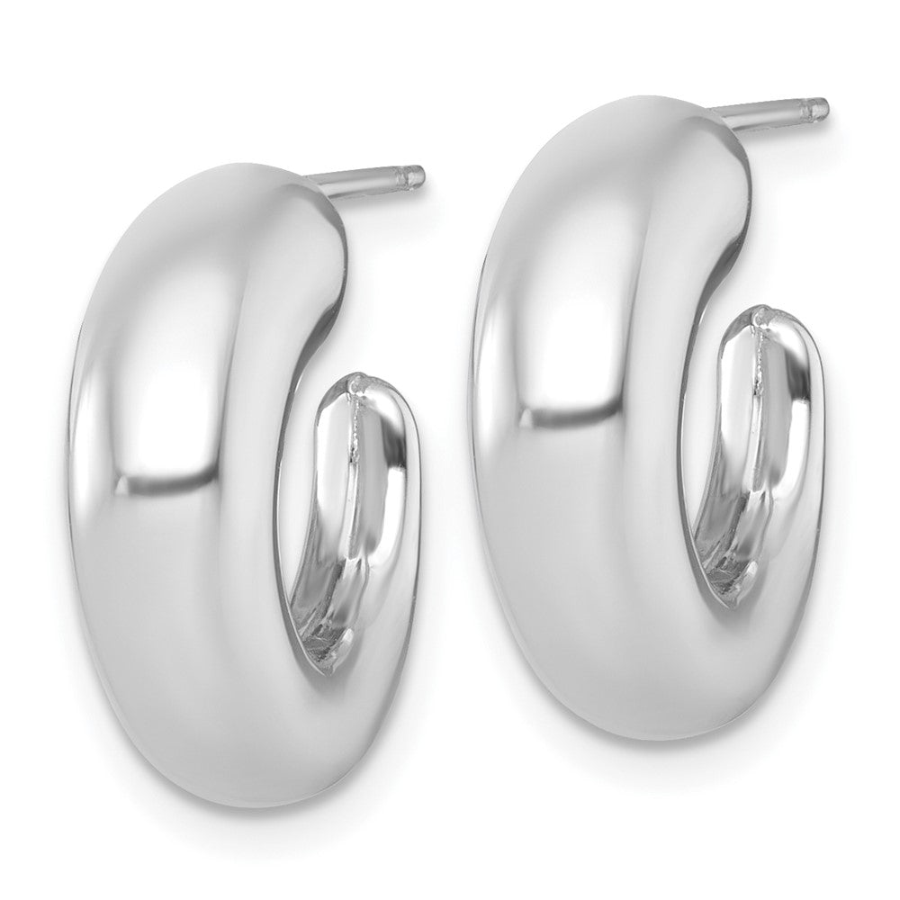 14k White Gold Polished Hoop Post Earrings