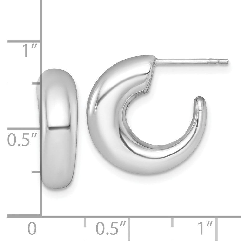 14k White Gold Polished Hoop Post Earrings
