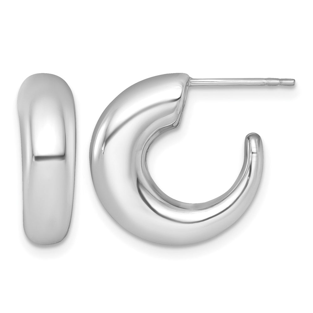 14k White Gold Polished Hoop Post Earrings