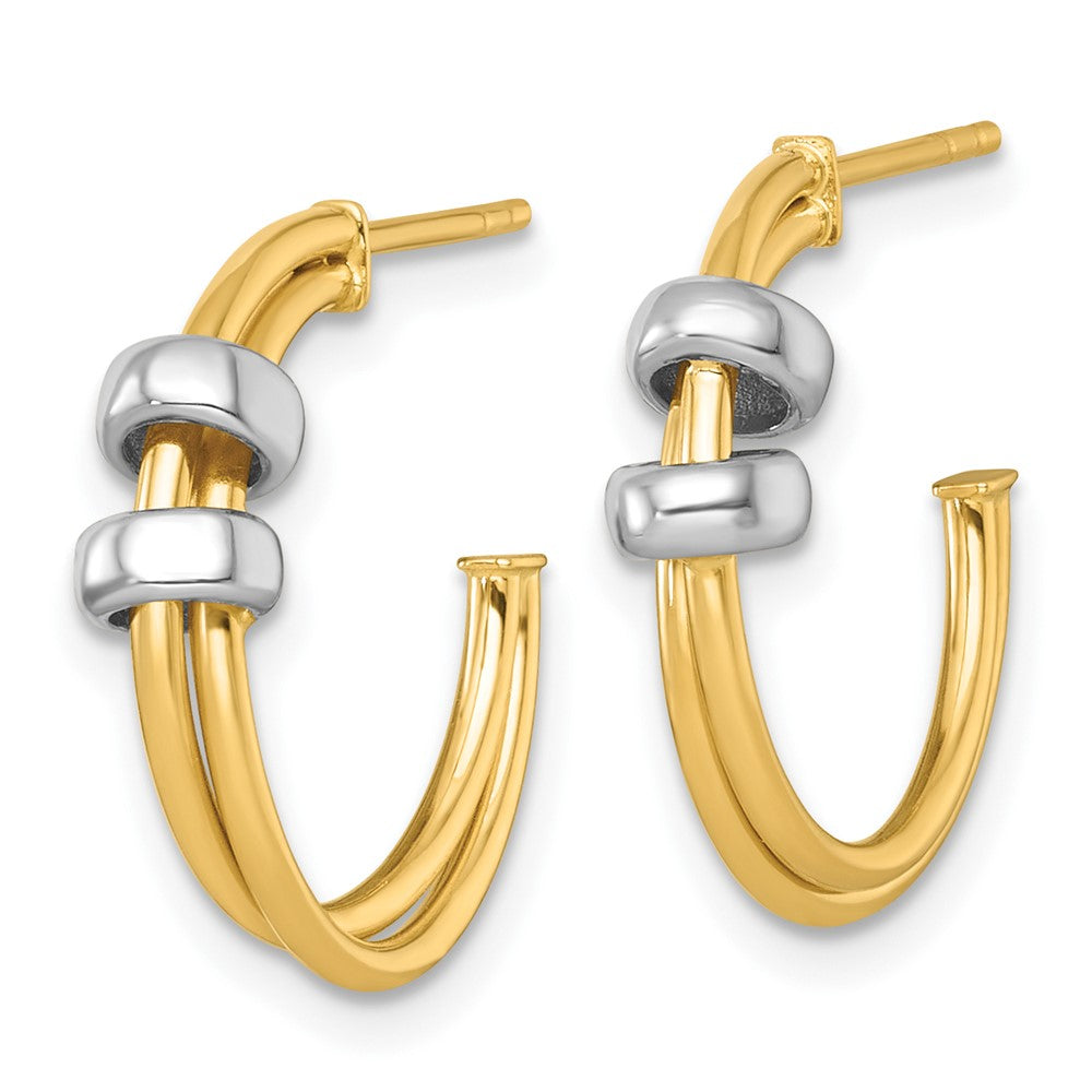 14k Two-tone Polished Double Row Hoop Post Earrings