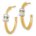 14k Two-tone Polished Double Row Hoop Post Earrings