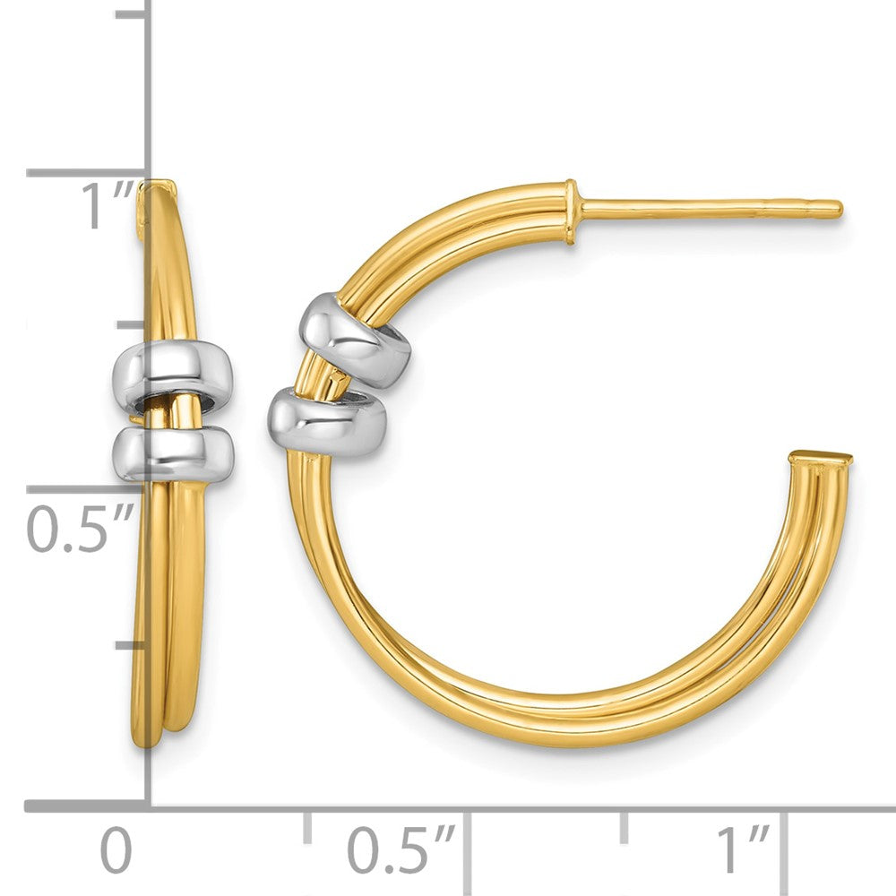 14k Two-tone Polished Double Row Hoop Post Earrings