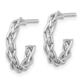 14k White Rhodium-plated Polished Woven 3mm Post Hoop Earrings